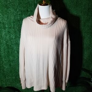 Cozy Cream Ribbed Cowl Neck Sweater